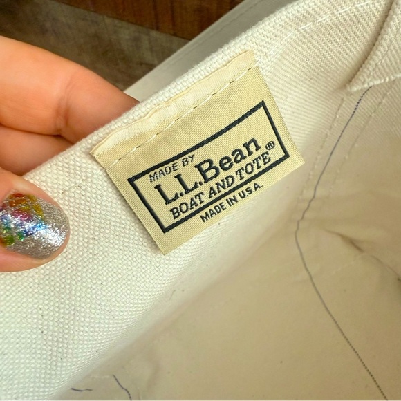 NWOT L.L.Bean The Original Boat and Tote Bag Cream & Navy - Picture 6 of 8